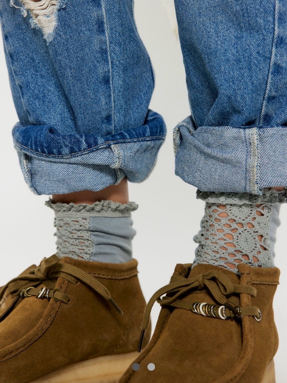 Free People Rubies Crochet Socks - Light Gray NWT - Picture 2 of 2